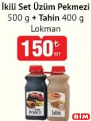LOKMAN İKİLİ SET ÜZÜM PEKMEZİ 500 G + TAHİN 400 G fiyat ve kampanya bilgisi